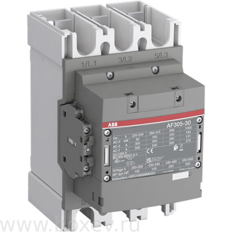 AF305-30-11-13 Контактор, 3NO, винтовые, In=305А. Uc=AC/DC 100-250V